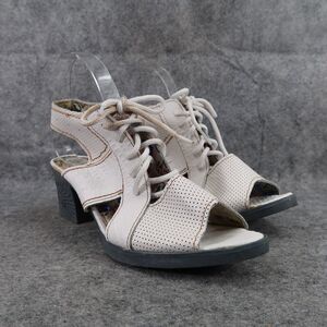 TMA Eyes Shoes Womens 40 Sandal Fashion Lace Up Leather White Block Heel Comfort